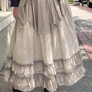 NWT Vintage Paper Lace Tea Dye Ruffle Bohemian Rustic Maxi Skirt, size Small